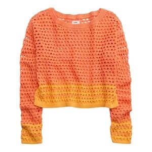 Aerie Crochet Vacay Sweater Orange Chunky knit oversize Large beach coverup boho